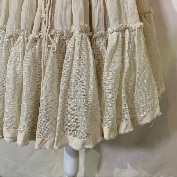 Free people // nwt sand lace tiered mini dress size small - Picture 7 of 8